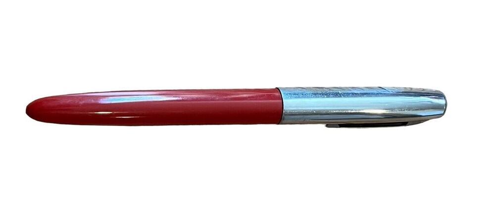 Vintage WEAREVER Fountain Pen Red Silver Cap Stainless Steel Tip Made in USA